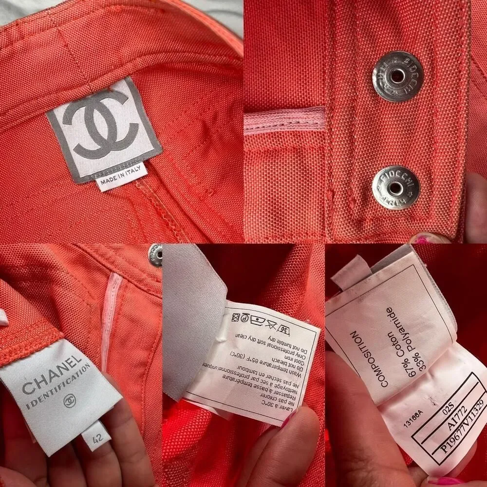SS 2002 Chanel Identification orange peach utility cargo style pants 02S IT42